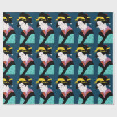 Niedlicher japanischer Geisha Geschenkpapier (Flach)