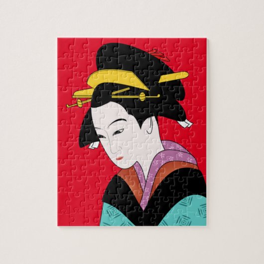 Niedlicher japanischer Geisha Puzzle (Vertikal)