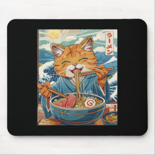 Niedlicher japanischer Ramen Kat The Great Wave Mousepad