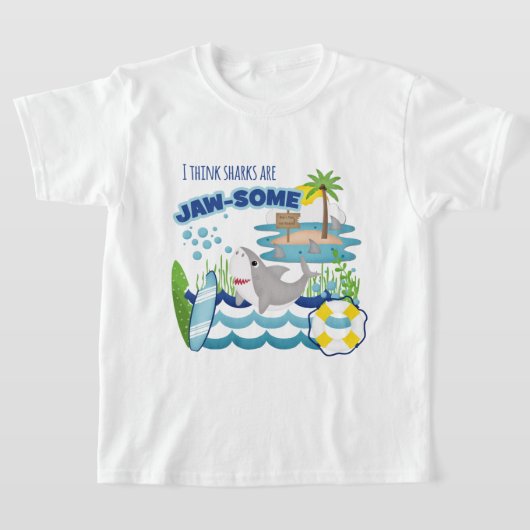 Niedlicher Jawsome Surfer Island Shark T-Shirt (Ablage )