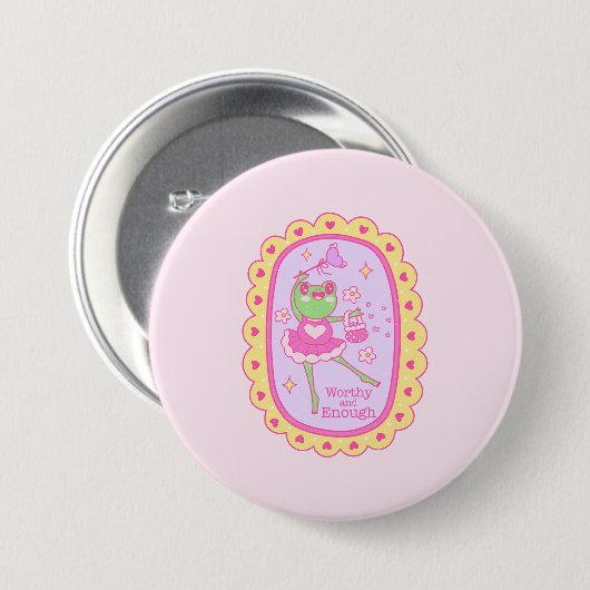Niedlicher Jolly Frog - würdig und genug Button (Vorne & Hinten)