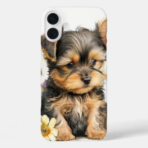 NIEDLICHER JORKSHIRE TERRIER PUPPY HUND IN WILDBLU iPhone 16 PLUS HÜLLE