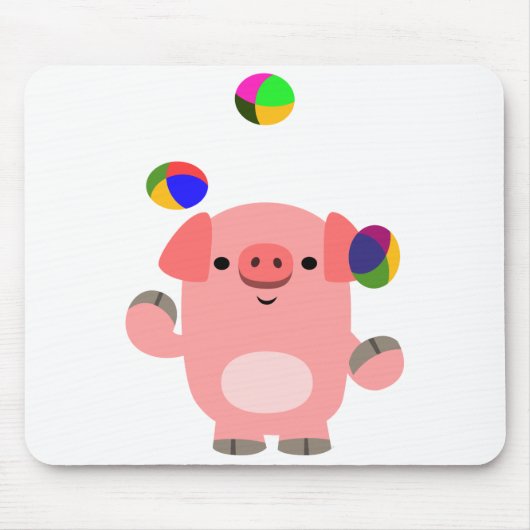 Niedlicher Juggling Cartoon Pig Mousepad (Vorne)