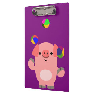 Niedlicher Juggling-Cartoon - Pig-Zwischenablage Klemmbrett