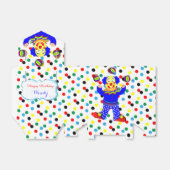 Niedlicher Juggling Circus Clown auf Polka Dot Geschenkschachtel (Ungefaltet)