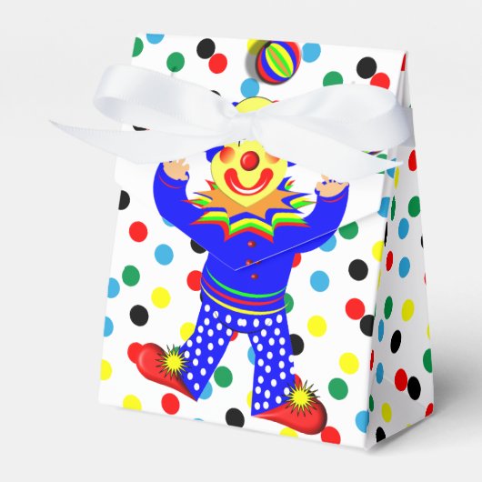Niedlicher Juggling Circus Clown auf Polka Dot Geschenkschachtel (Vorderseite)