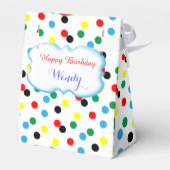 Niedlicher Juggling Circus Clown auf Polka Dot Geschenkschachtel (Rückseite)