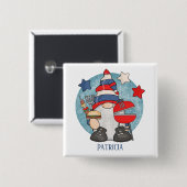 niedlicher Juli Vierte Grillen Gnome-Cookie hinzuf Button (Vorne & Hinten)