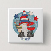 niedlicher Juli Vierte Grillen Gnome-Cookie hinzuf Button (Vorderseite)