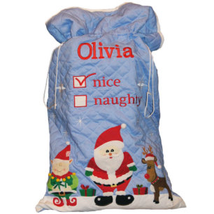 Niedlicher Jumbo Blue Quilt Santa Bag