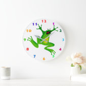 NIEDLICHER JUMPING-FROG MIT FARBNUMMERN FÜR KINDER GROßE WANDUHR (Zuhause)