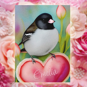 Niedlicher Junco Bird Valentine Feiertagskarte