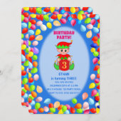 Niedlicher Junge 3. Geburtstag Balloons Einladung (Vorne/Hinten)