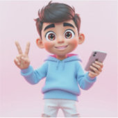 Niedlicher Junge 3d Vinyl Sticker nach Maß geschni (Vorderseite)