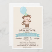 Niedlicher Junge Affe, Jungle Zoo Animal Baby Dusc Einladung (Vorne/Hinten)