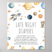 Niedlicher Junge Astronautin Space Babydusche Post Poster (Vorne)