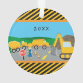 Niedlicher Junge Baufahrzeug Kinder Weihnachten Ornament (Rückseite)