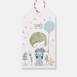 Niedlicher Junge blonde Haare Geburtstag Danke, Ta Geschenkanhänger