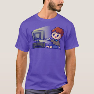 Niedlicher Junge Fernsehen Cartoon T-Shirt