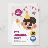 Niedlicher Junge Geburtstagsparty Einladung (Vorderseite)