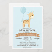 Niedlicher Junge Giraffe, Jungle Zoo Animal Baby S Einladung (Vorne/Hinten)