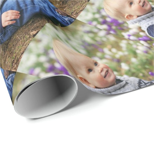 Niedlicher Junge Ihr Foto Muster glänzend Geschenkpapier (Rolleneckpunkt)