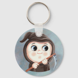 Niedlicher Junge im TodeHalloween-Kostümplatte Schlüsselanhänger