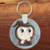 Niedlicher Junge im TodeHalloween-Kostümplatte Schlüsselanhänger (Vorderseite)