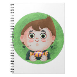 Niedlicher Junge in einem Monster-Halloween-Kostüm Notizblock