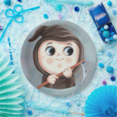 Niedlicher Junge in einem toten Halloween-Kostüm Pappteller (Party)