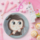 Niedlicher Junge in einem toten Halloween-Kostüm Pappteller (Party)