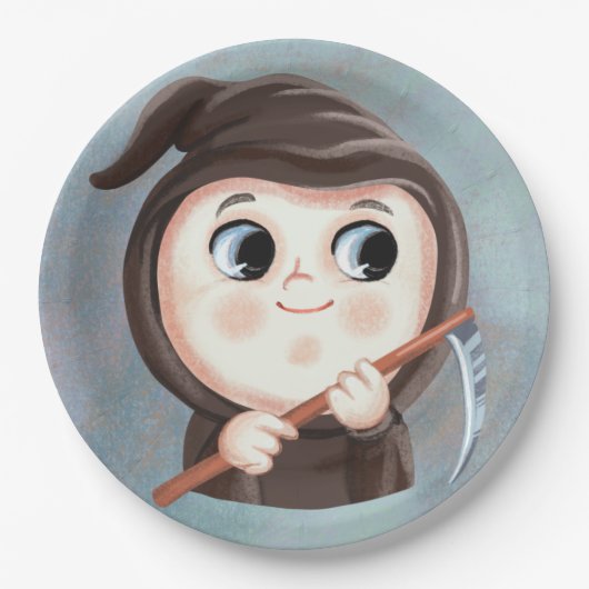 Niedlicher Junge in einem toten Halloween-Kostüm Pappteller (Vorderseite)