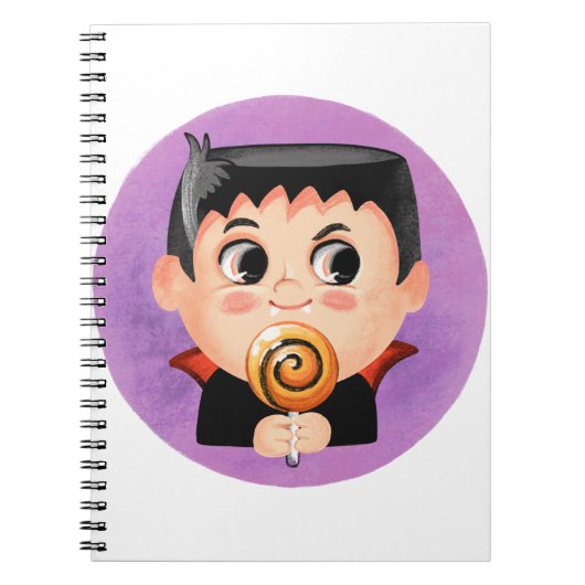 Niedlicher Junge in einem Vampirkostüm Notizblock (Vorderseite)