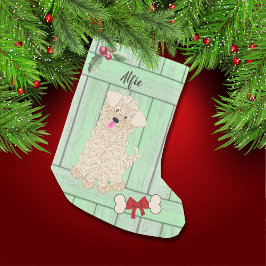 Niedlicher Junge Maltipoo, Monogramm des grünen Ho Kleiner Weihnachtsstrumpf