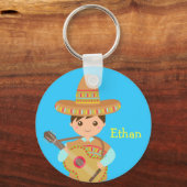 Niedlicher Junge Mexican Sombrero Hat Guitar Fiest Schlüsselanhänger (Vorderseite)