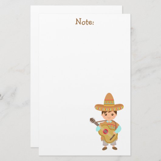 Niedlicher Junge mexikanische Briefpapier (Vorne/Hinten)