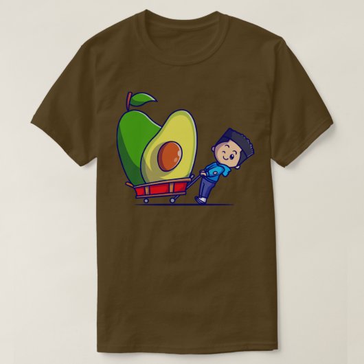 Niedlicher Junge mit Avocado Cartoon T-Shirt (Design vorne)