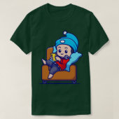 Niedlicher Junge mit Betriebssystem auf Sofa-Carto T-Shirt (Design vorne)