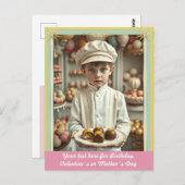 Niedlicher Junge mit handgefertigten Gourmet-Süßig Postkarte (Vorne/Hinten)