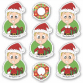 Niedlicher Junge mit kurzem Weihnachtsaufkleber Aufkleber (Vorderseite)