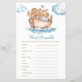 Niedlicher Junge Noahs Ark Baby Shower Word Scramb