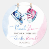 Niedlicher Junge oder Mädchen rosa blaues Geschlec Runder Aufkleber (Vorderseite)