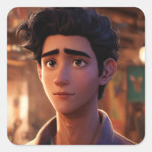 Niedlicher Junge Quadratischer Aufkleber (Vorderseite)