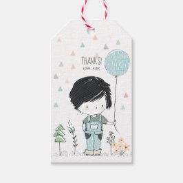 Niedlicher Junge schwarze Haare Geburtstag Danke,  Geschenkanhänger