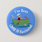 Niedlicher Junge Segelschiff und Hunderuderschiff Button (Vorderseite)