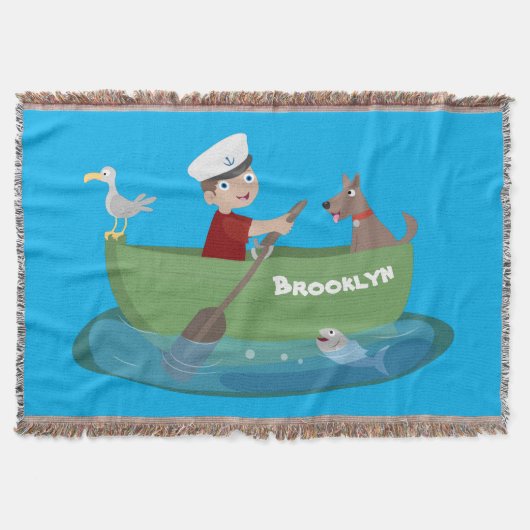 Niedlicher Junge Segelschiff und Hunderuderschiff Decke (Vorderseite)