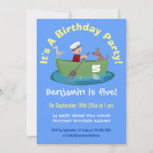 Niedlicher Junge Segelschiff und Hunderuderschiff  Einladung (Vorderseite)