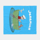 Niedlicher Junge Segelschiff und Hunderuderschiff Fleecedecke (Vorderseite (Horizontal))