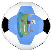 Niedlicher Junge Segelschiff und Hunderuderschiff Fußball (Gedreht)