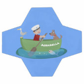 Niedlicher Junge Segelschiff und Hunderuderschiff Fußball (Flach)